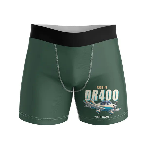 Robin DR400 - Men Boxers - Cartoon + Name - Dark Green
