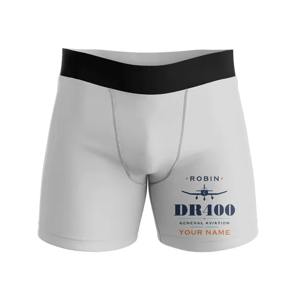 Robin DR400 - Men Boxers - Heritage + Name - Light Gray