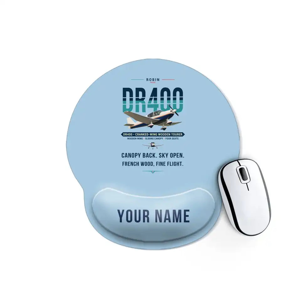 Robin DR400 - Original + Name - Ergonomic Mouse Pad - Light Blue