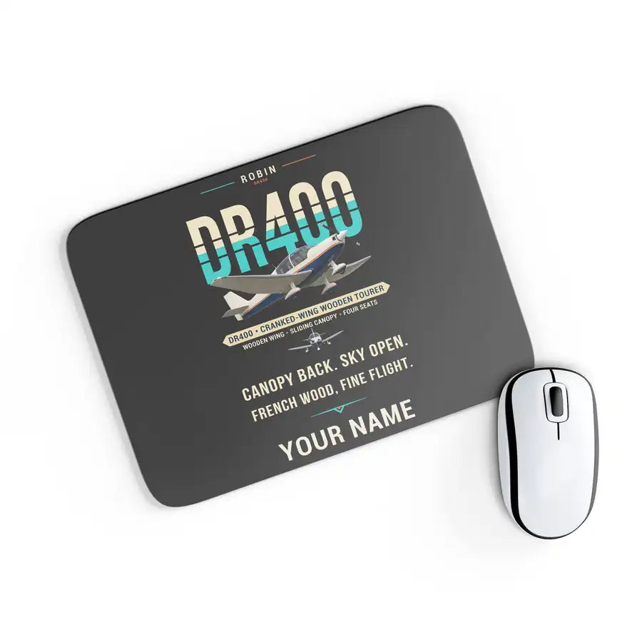 Robin DR400 - Original + Name - Mouse Pad - Black
