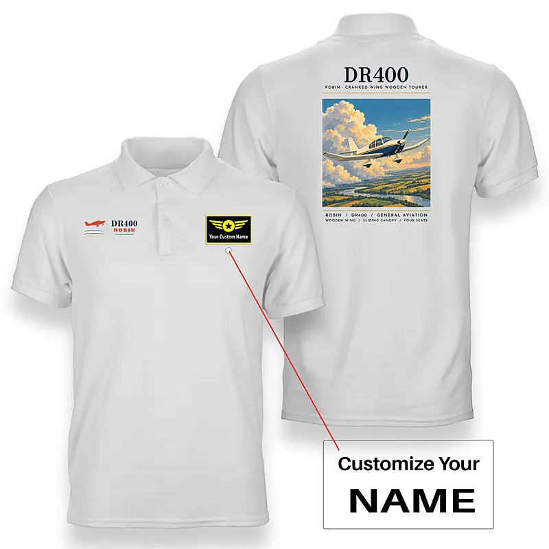 Robin DR400 - Poster - Double-Side Polo - White + Name