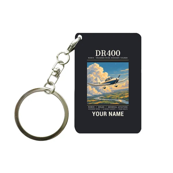 Robin DR400 - Poster + Name - Key Chain - Black