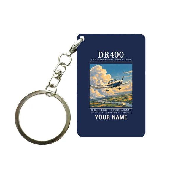 Robin DR400 - Poster + Name - Key Chain - Navy Blue