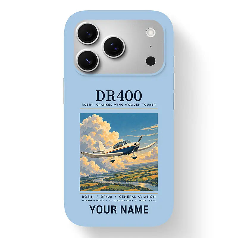 Robin DR400 - Poster + Name - MagSafe iPhone 17 Pro - Light Blue