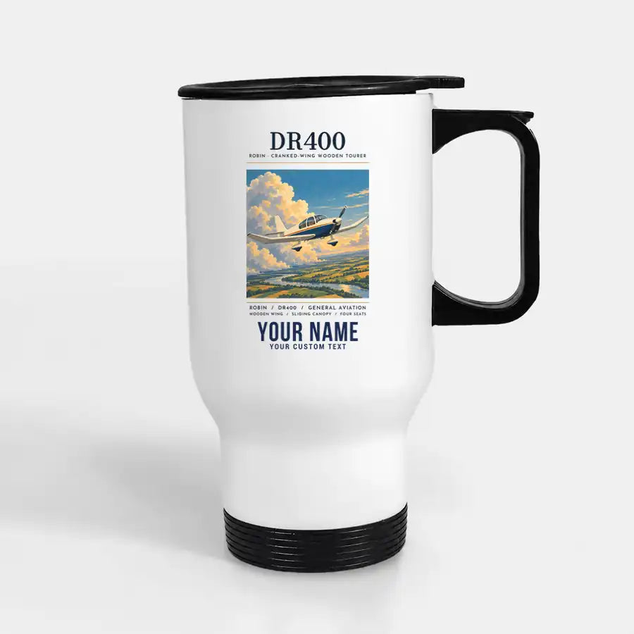 Robin DR400 - Poster + Name - Stainless Steel with Holder - White