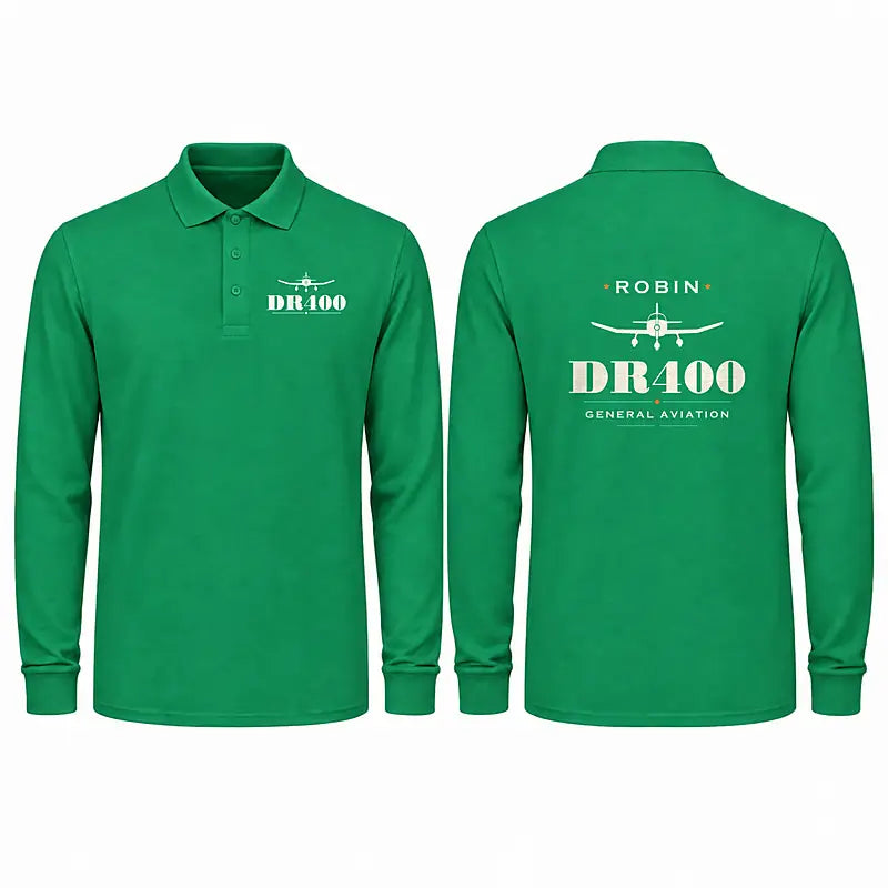 Robin DR400 Premium Polo T-Shirts - Heritage - Long Sleeve - Green