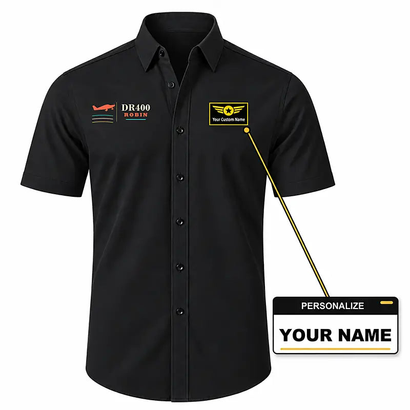 Robin DR400 - Short Sleeve Shirt - Poster - Black + NAME