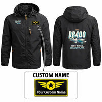 Thumbnail for Robin DR400 Stylish Jackets - Hooded Windbreaker - Cartoon + Name - Black