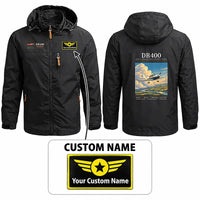 Thumbnail for Robin DR400 Stylish Jackets - Hooded Windbreaker - Poster + Name - Black