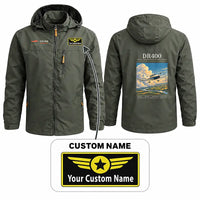 Thumbnail for Robin DR400 Stylish Jackets - Hooded Windbreaker - Poster + Name - Olive Green