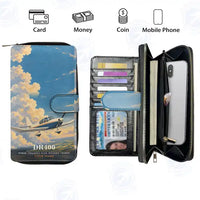 Thumbnail for Robin DR400 Leather Wallets - Zip Long Wallet - 3D + Name