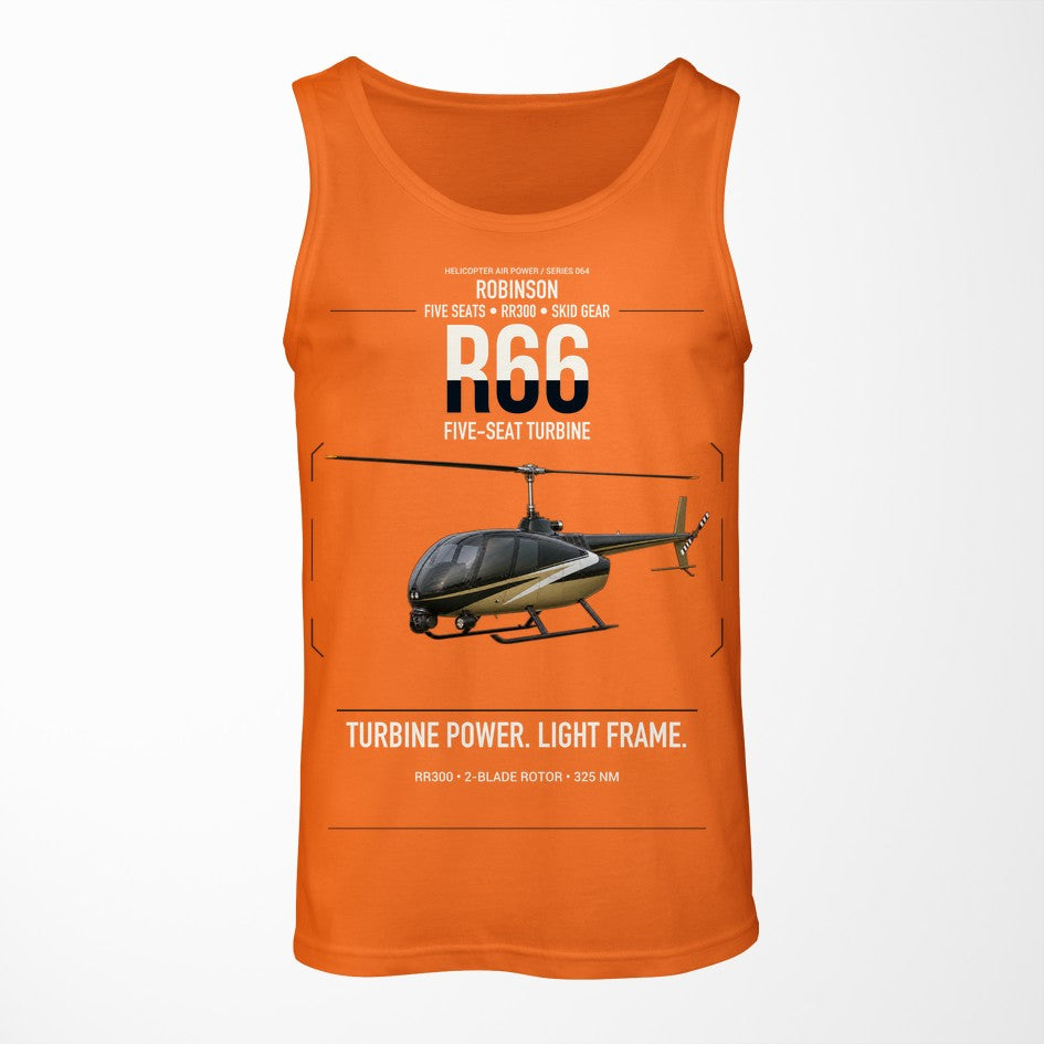 Robinson R66 design on orange tank top