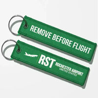 Thumbnail for Rochester International Airport (RST) Aviator Key Chains - Green - Remove Before Flight