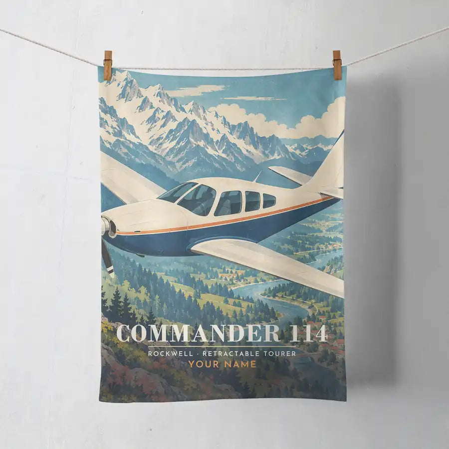 Rockwell Commander 114 - 3D + Name - Towel - Full Print