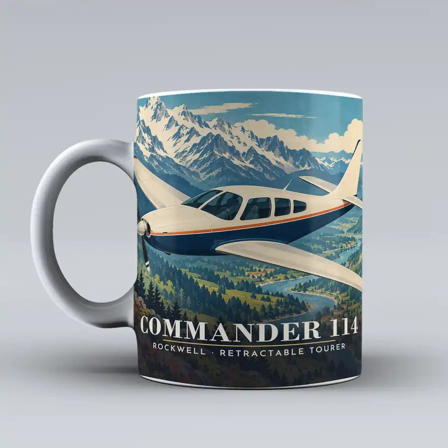Rockwell Commander 114 - 3D + Title - Mug - White