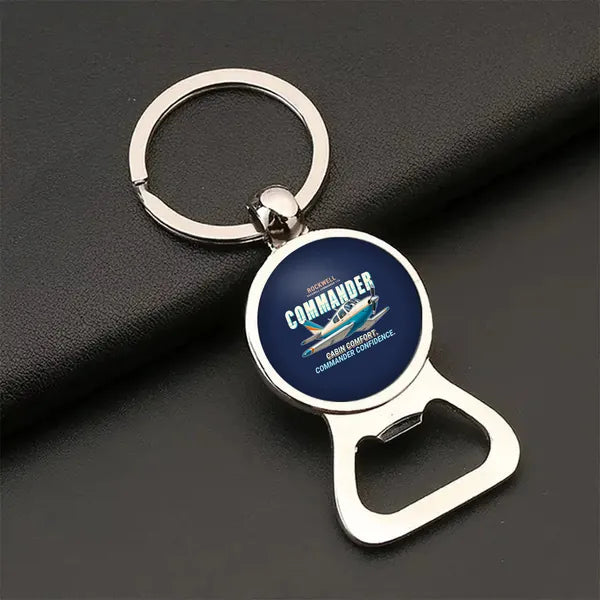 Rockwell Commander 114 - Cartoon - Bottle Opener Key Chain - Navy Blue