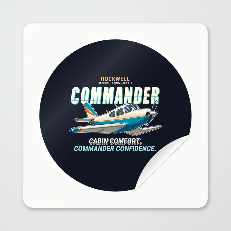 Rockwell Commander 114 - Cartoon - Circle Sticker - Peel