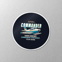 Thumbnail for Rockwell Commander 114 - Cartoon + Name - Circle Sticker - Close-up