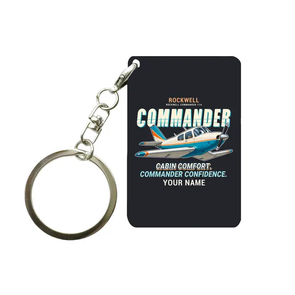 Rockwell Commander 114 - Cartoon + Name - Key Chain - Black