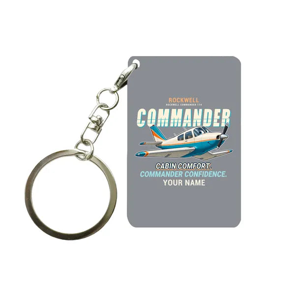 Rockwell Commander 114 - Cartoon + Name - Key Chain - Gray