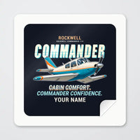 Thumbnail for Rockwell Commander 114 - Cartoon + Name - Square Sticker - Peel