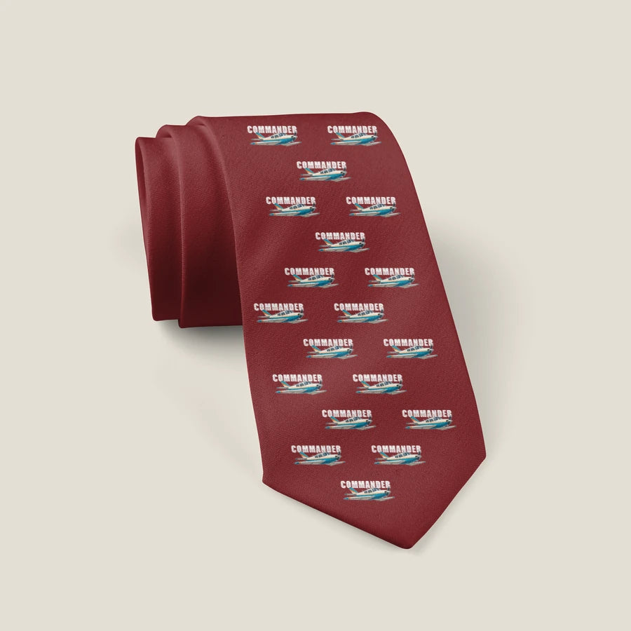 Rockwell Commander 114 - Cartoon Pattern - Tie - Dark Red