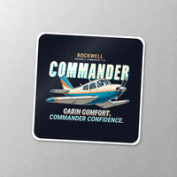 Thumbnail for Rockwell Commander 114 - Cartoon - Square Sticker - Close-up