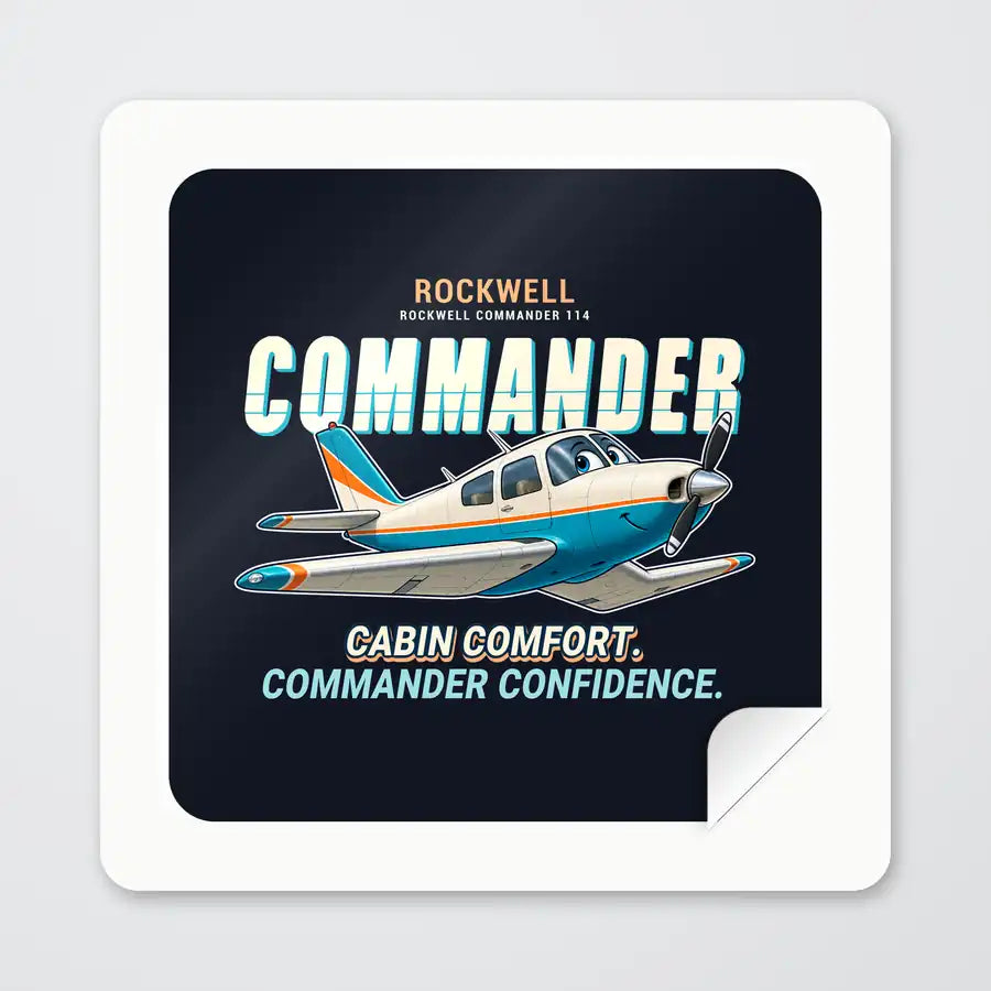 Rockwell Commander 114 - Cartoon - Square Sticker - Peel