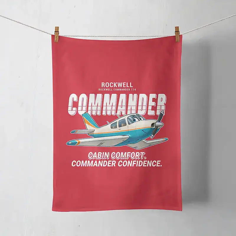 Rockwell Commander 114 - Cartoon - Towel - Red