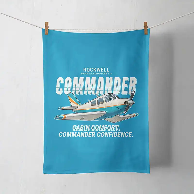 Rockwell Commander 114 - Cartoon - Towel - Turquoise