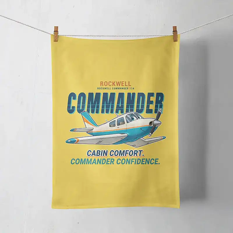 Rockwell Commander 114 - Cartoon - Towel - Yellow