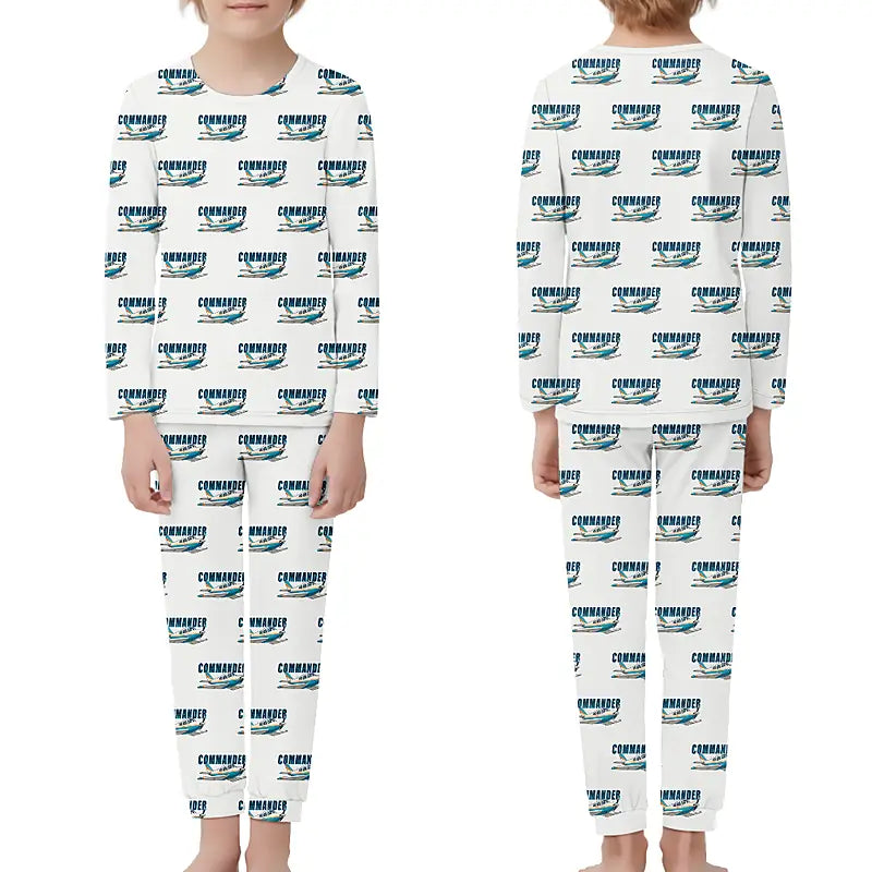 Rockwell Commander 114 - Children Pajamas - Cartoon Pattern - White