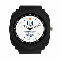 Thumbnail for Rockwell Commander 114 - Classic - White + Name - Rubber Strap - Black