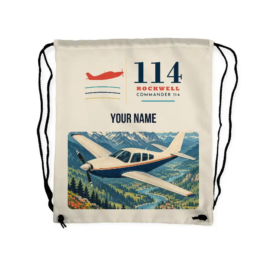 Rockwell Commander 114 - Drawstring Bag - Classic + Name - Beige