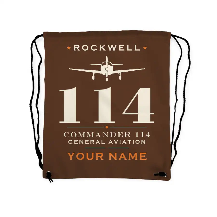 Rockwell Commander 114 - Drawstring Bag - Heritage + Name - Brown