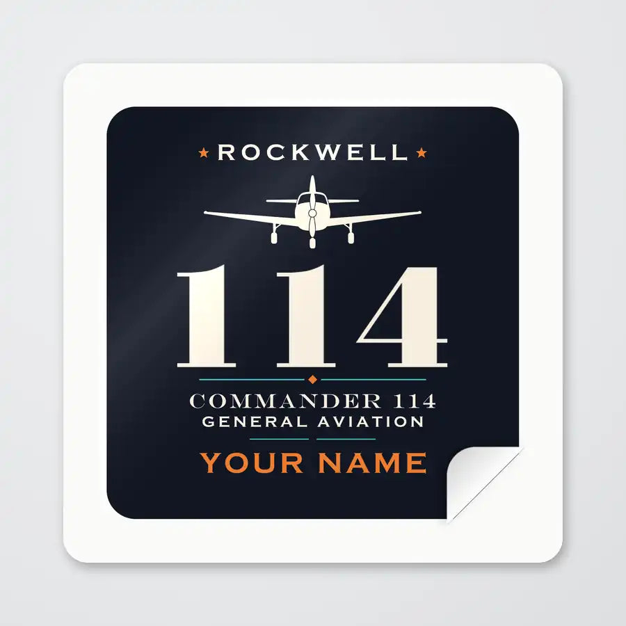 Rockwell Commander 114 - Heritage + Name - Square Sticker - Peel