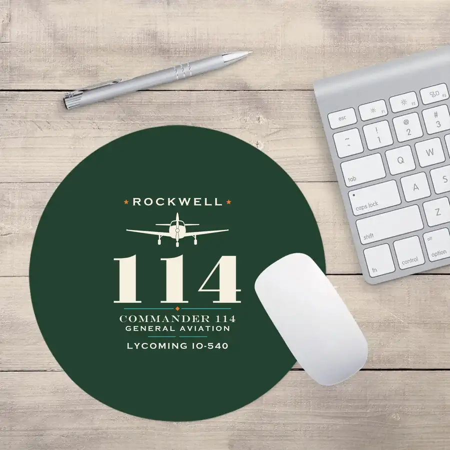Rockwell Commander 114 - Heritage - Round Mouse Pad - Dark Green