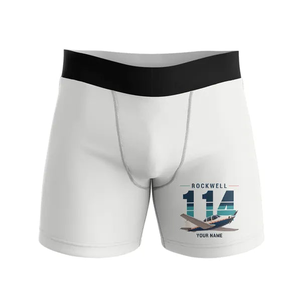 Rockwell Commander 114 - Men Boxers - Original + Name - White
