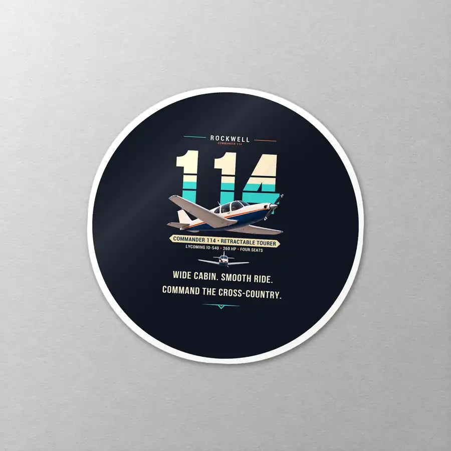 Rockwell Commander 114 - Original - Circle Sticker - Close-up