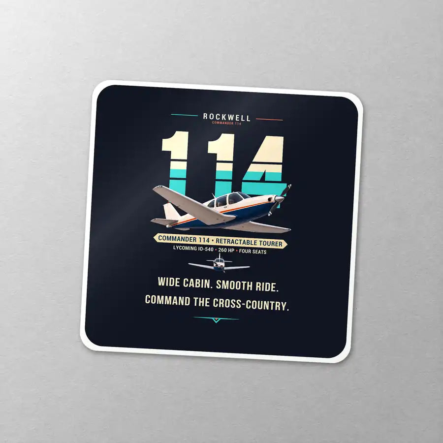 Rockwell Commander 114 - Original - Square Sticker - Close-up