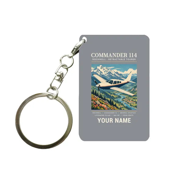 Rockwell Commander 114 - Poster + Name - Key Chain - Gray