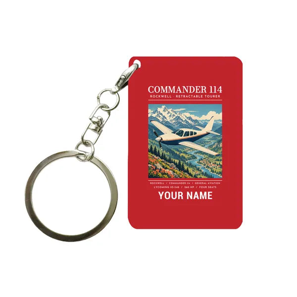 Rockwell Commander 114 - Poster + Name - Key Chain - Red