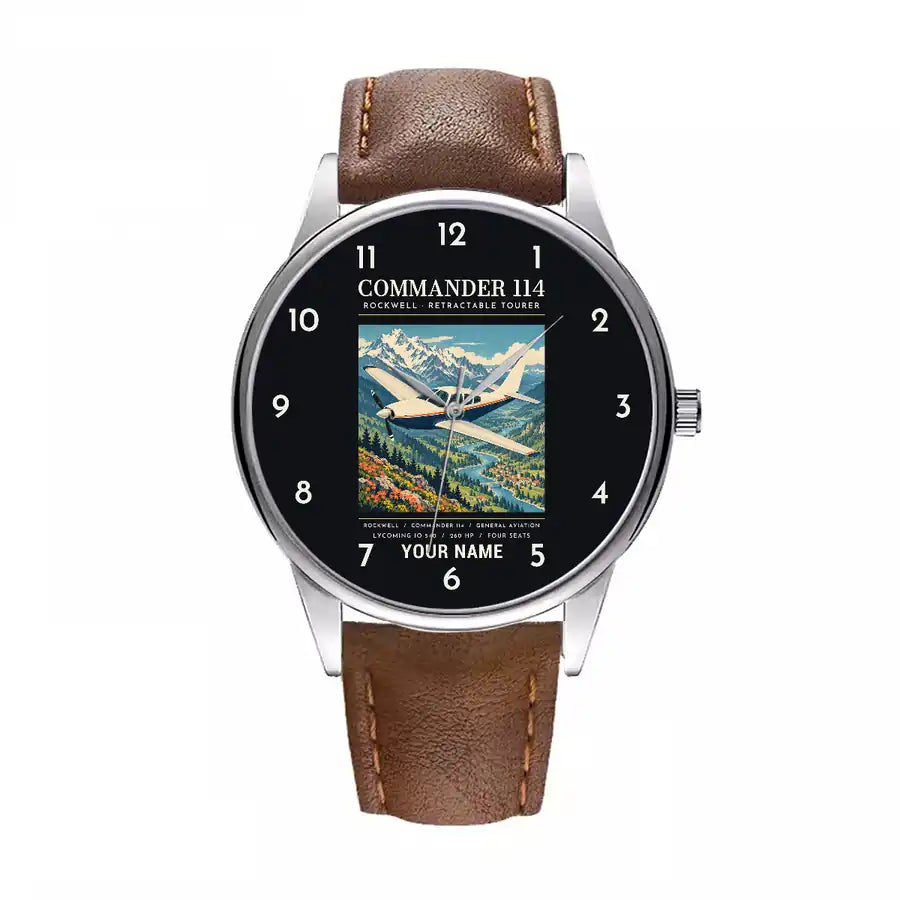 Rockwell Commander 114 - Poster + Name - Leather Strap - Brown Leather Strap