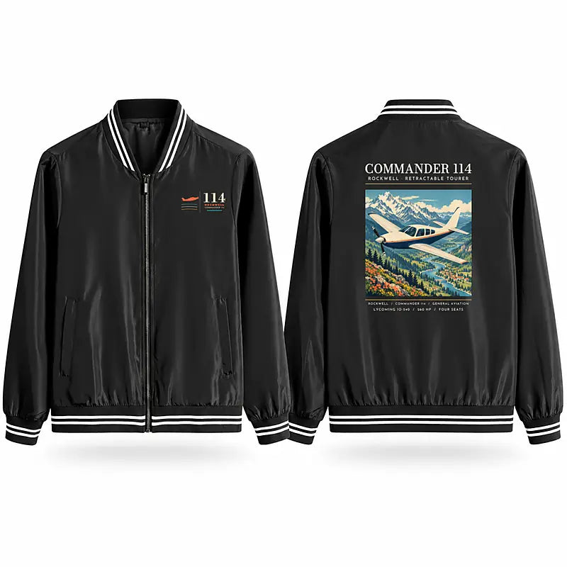 Rockwell Commander 114 Stylish Jackets - Baseball Collar - Poster - Black