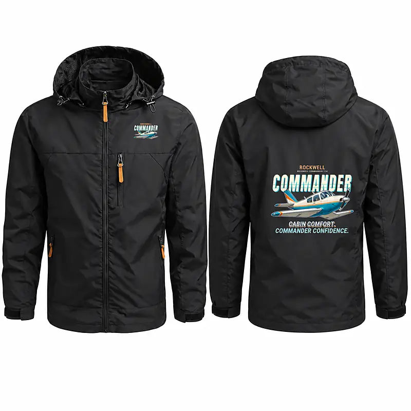 Rockwell Commander 114 Stylish Jackets - Hooded Windbreaker - Cartoon - Black