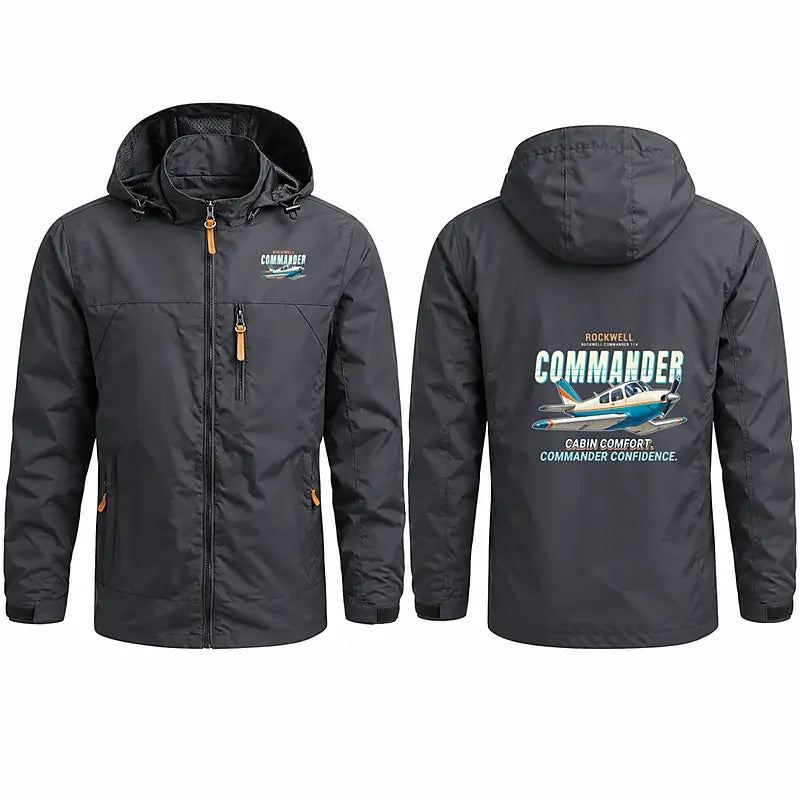 Rockwell Commander 114 Stylish Jackets - Hooded Windbreaker - Cartoon - Charcoal