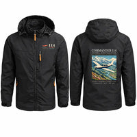 Thumbnail for Rockwell Commander 114 Stylish Jackets - Hooded Windbreaker - Poster - Black
