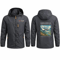 Thumbnail for Rockwell Commander 114 Stylish Jackets - Hooded Windbreaker - Poster - Charcoal
