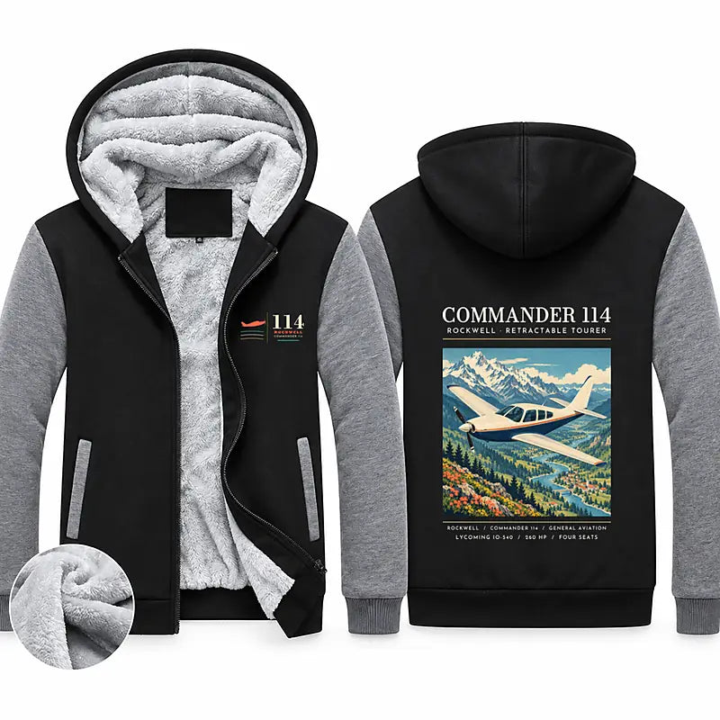 Rockwell Commander 114 Zipped Sweatshirts - Poster - Black & Gray