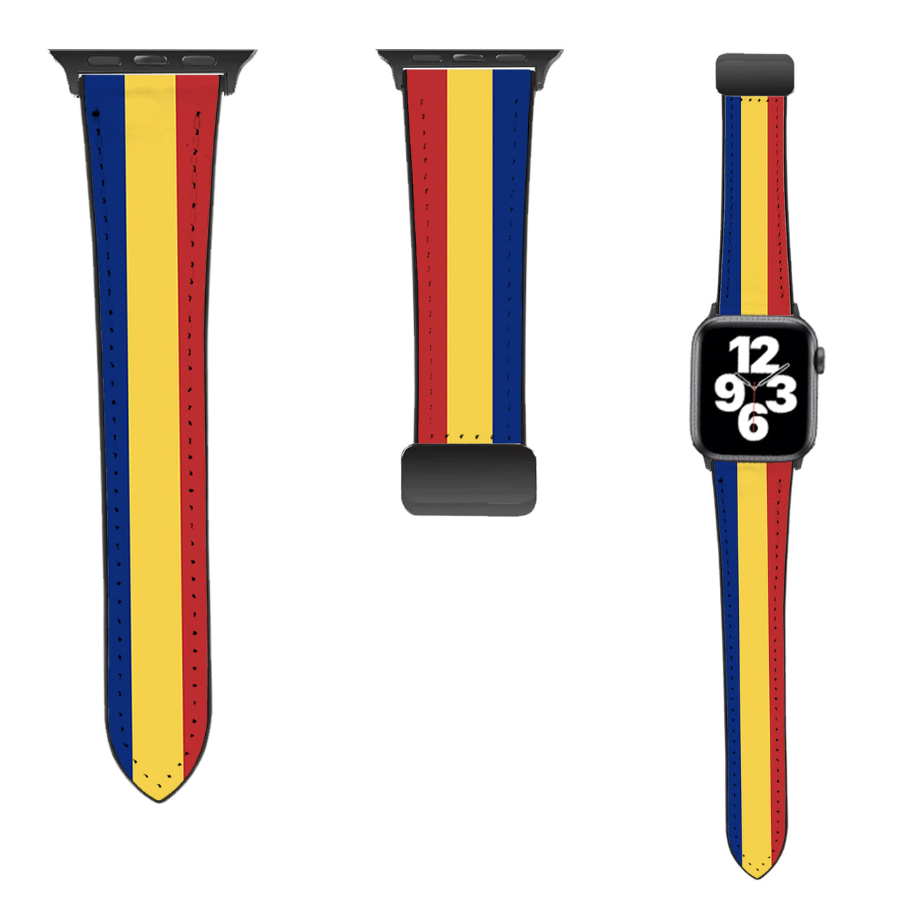 Romania Flag Designed Leather Apple Watch Straps